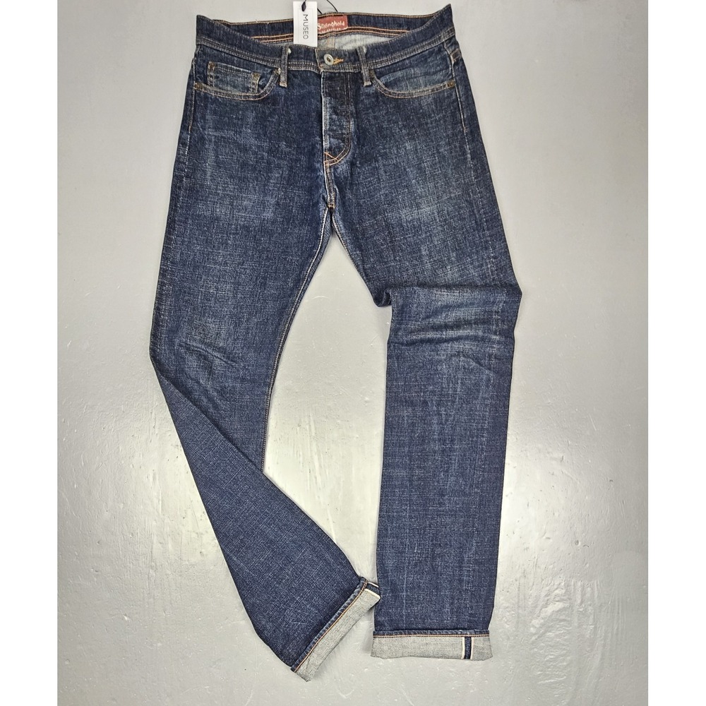Stronghold Jeans Mens 33x36 Selvedge Denim Slim Straight Button Fly‎ Dark Wash